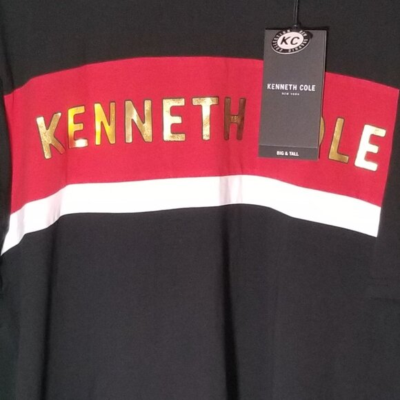Kenneth Cole Men 3X Black Red Crew Neck Shirt Big & Tall Streetwear Retro NWT - Picture 3 of 7